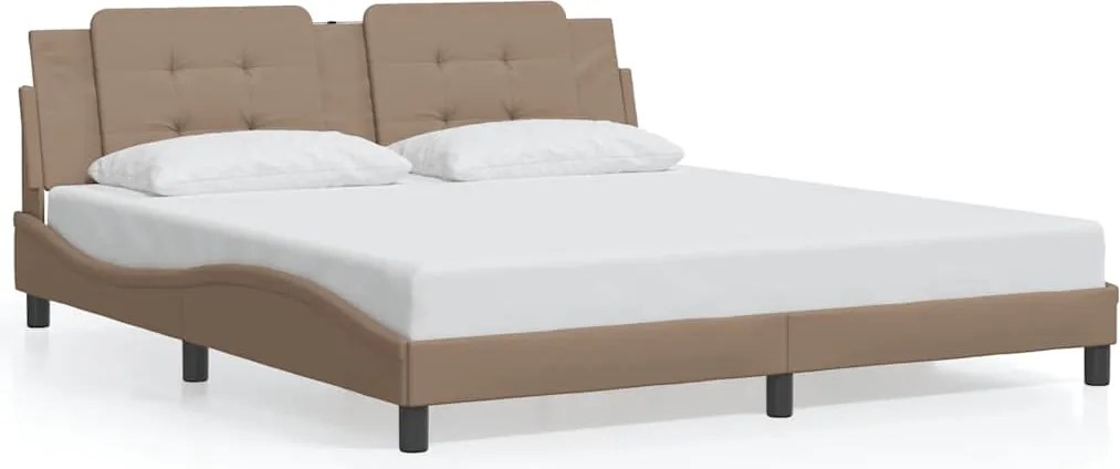 vidaXL Cadru de pat fără saltea, Zadar, cappuccino, 180x200 cm, piele ecologică