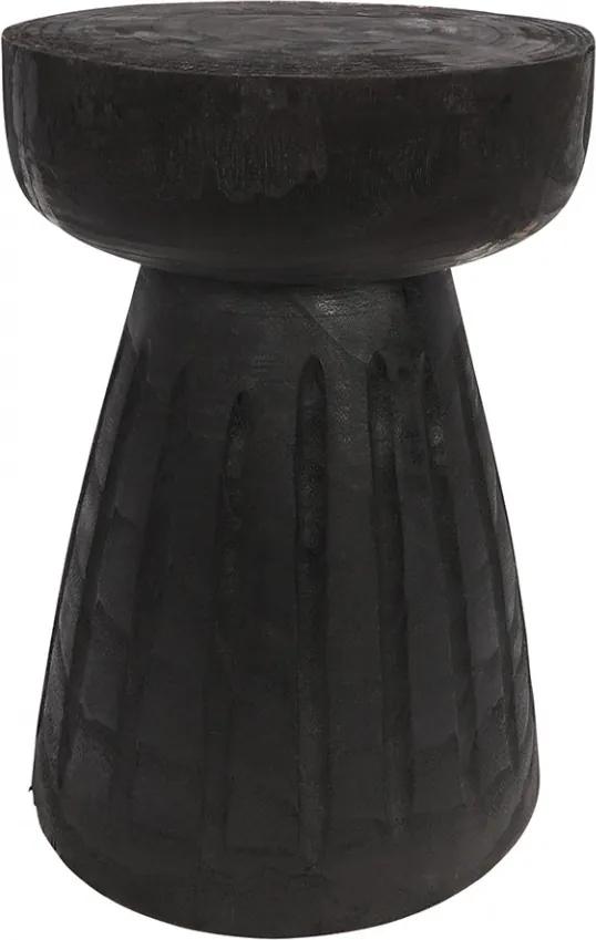 Taburet rotund negru din lemn 28 cm Borre Woood