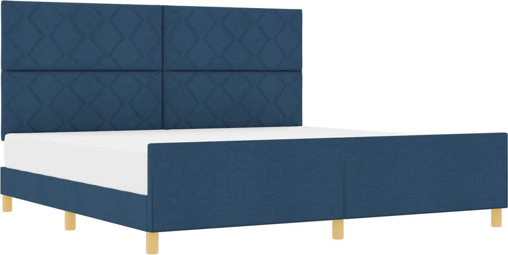 vidaXL Cadru de pat cu headboard albastru 200 x 200 cm țesătură