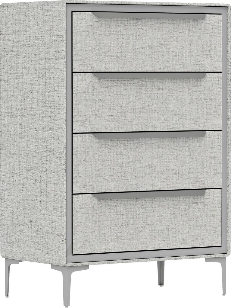 HOMCOM Comoda cu 4 Sertare în Oțel cu Acoperire în Țesut cu Efect de In, 60x36x88 cm, Gri | Aosom Romania