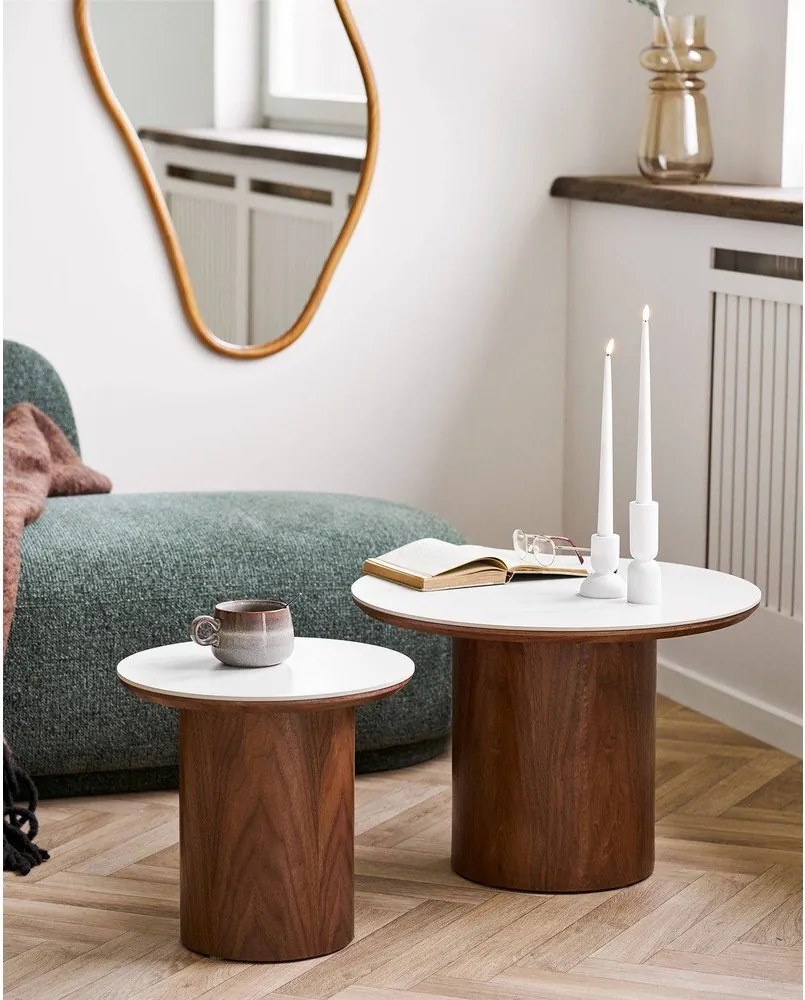 Măsuță auxiliară rotundă cu blat ceramic ø 40 cm Noli – House Nordic