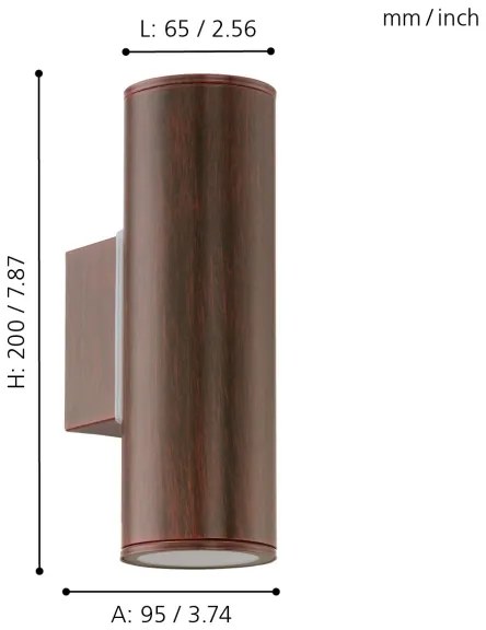 Aplică LED de exterior Eglo 94105 RIGA 2xGU10/3W/230V IP44