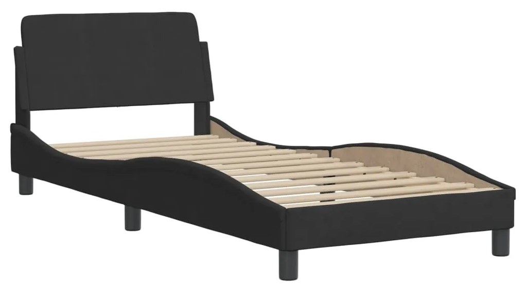 373074 vidaXL Cadru de pat cu tăblie, negru, 80x200 cm, catifea