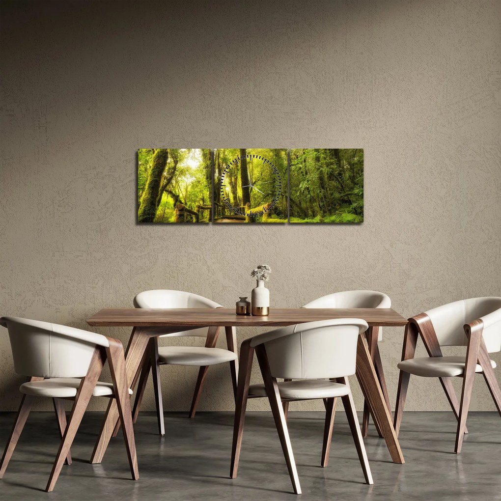 Tablou junglei cu mușchi (cu ceas) (90x30 cm)