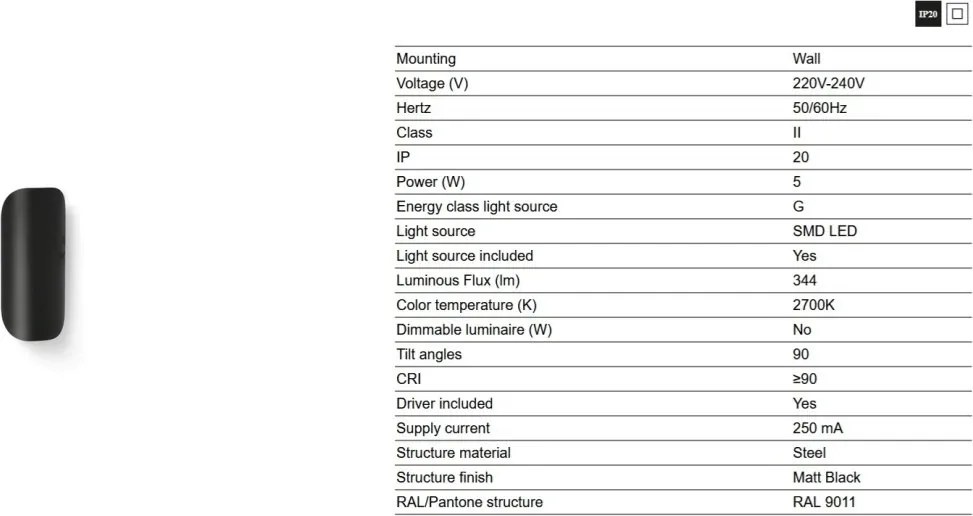 Aplica LED iluminat ambiental NOVO L-25cm negru