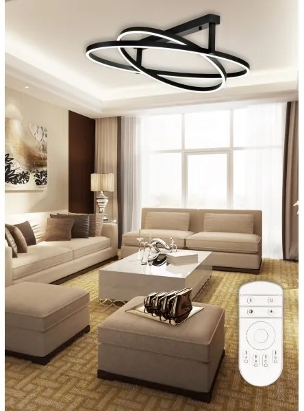 Lustră LED aplicată dimabilă 2xLED/25W/230V neagră Top Light + telecomandă