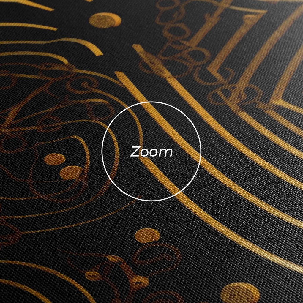 Tablou Canvas, 80x120cm, Dormitor si Living, Abstracte, Abstract cu linii, Gold Circle With Lines (2)