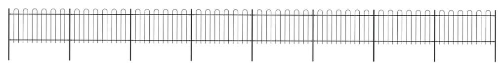 Gard de gradina cu varf curbat, negru, 13,6 x 1 m, otel 1, 1 m, 13.6 m