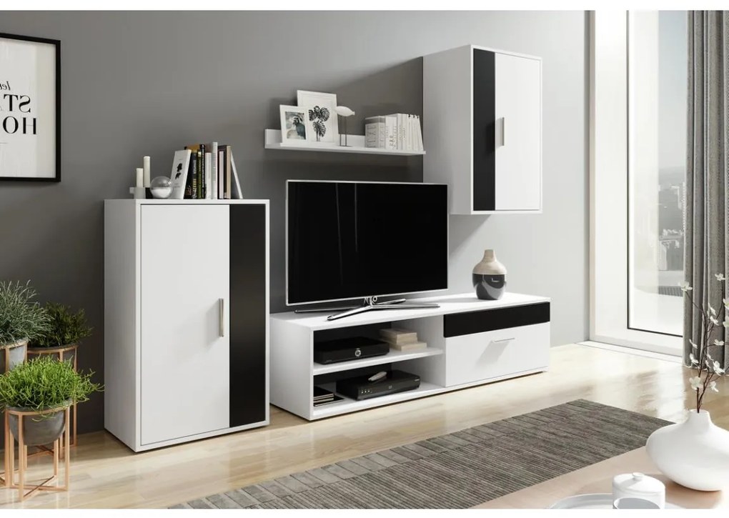 Mobilier pentru living BRICK alb/negru