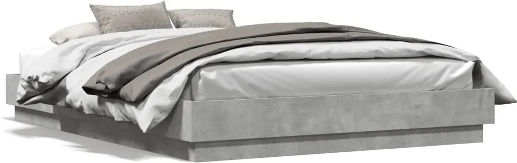 vidaXL Cadru de pat, gri beton, 120x200 cm, lemn prelucrat