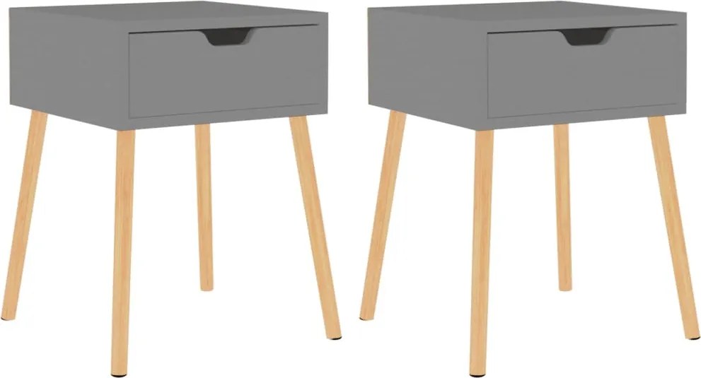 vidaXL Dulapuri noptieră, 2 buc., gri, 40x40x56 cm, lemn prelucrat