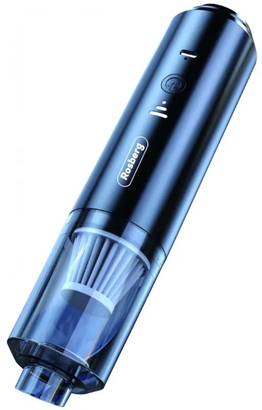Mini aspirator portabil Rosberg R51001R, 65W, 0.1 l, 12 min, Functie de suflare, HEPA, Tip-C, Negru