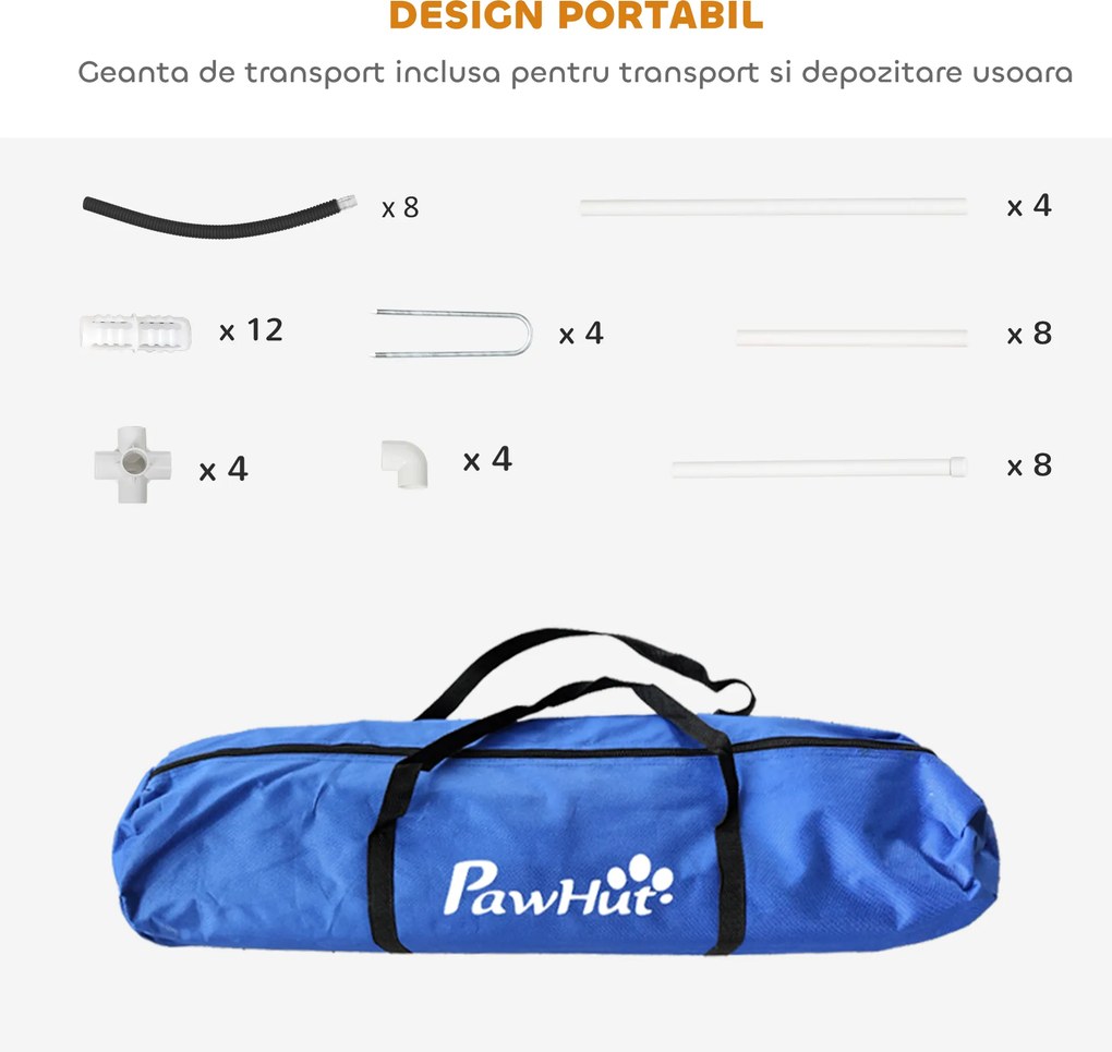 PawHut Kit de Antrenament cu Obstacole pentru Animale de Companie, Set Echipament de Agilitate pentru Câini, 89x69x99 cm, Portoccaliu | Aosom Romania