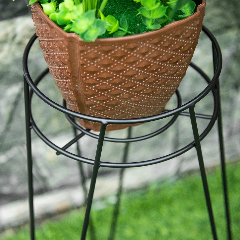 Outsunny Set 3 Suporturi pentru Plante, înălțime 23,5/30/42cm Suporturi pentru Ghivece din Metal, Suporturi pentru Plante pentru Interior și Exterior, Negru | Aosom Romania