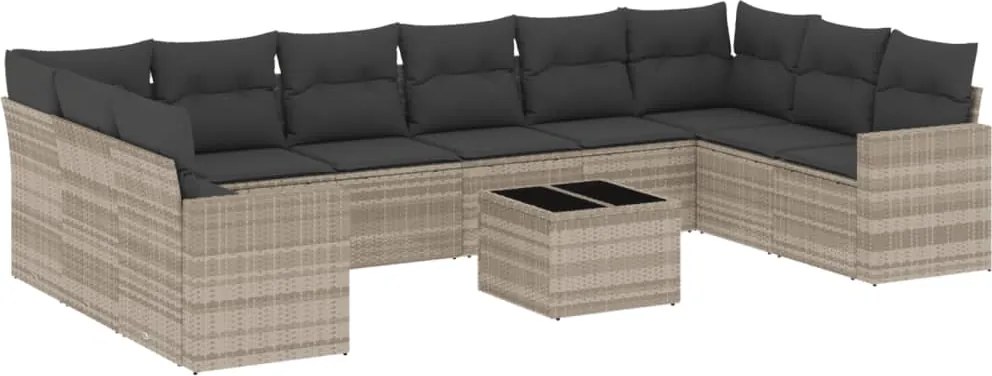 vidaXL Set canapele de grădină cu perne, 11 piese, gri, poliratan