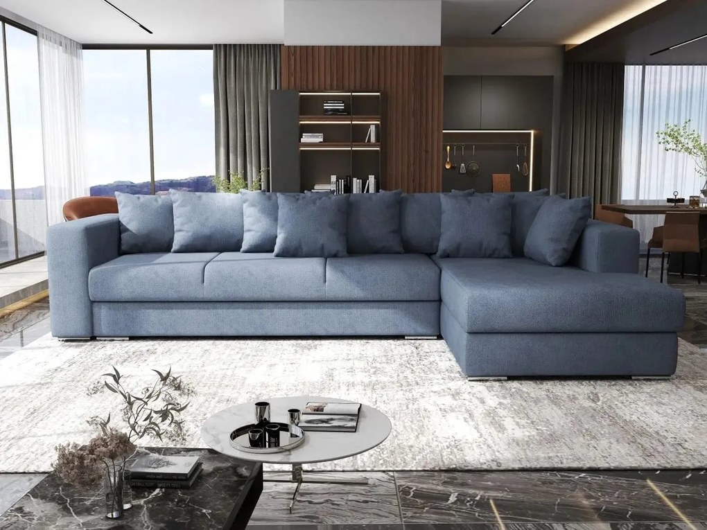 Colțar extensibil dumonde cu ladă de depozitare si sezut confortabil din spuma high-density, Gloria Enjoy Antracit II 320x183 cm