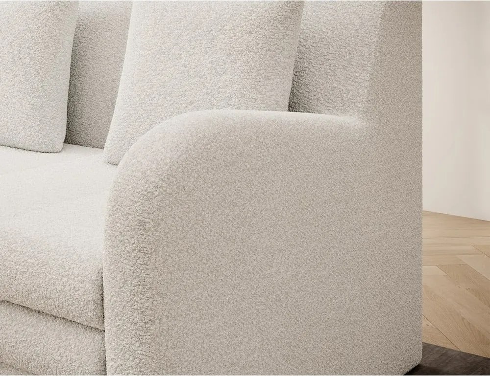 Canapea albă extensibilă/cu spațiu de depozitare cu tapițerie din țesătură bouclé 130 cm Ario – ELTAP