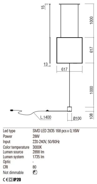 Lampadar Redo 01-2134 SLICK LED/28W/230V negru