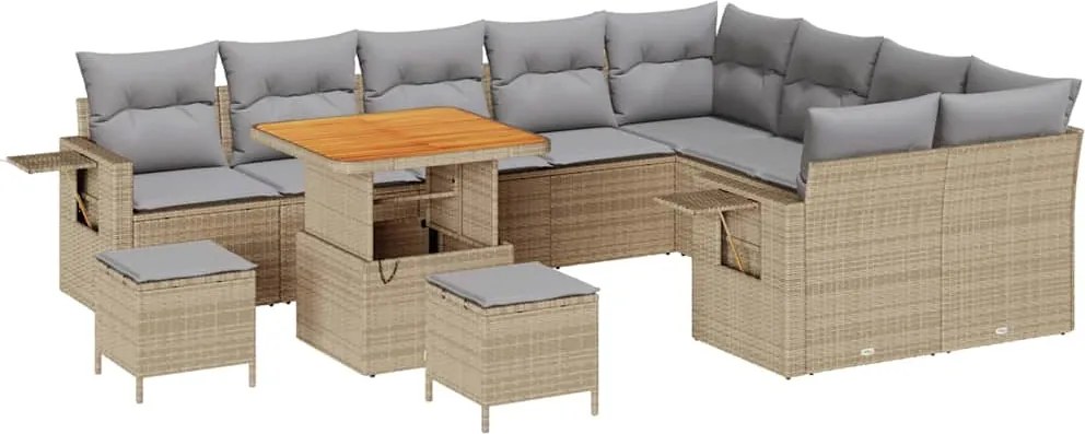 vidaXL Set de canapele pentru grădină 12 pcs Beige și gri deschis