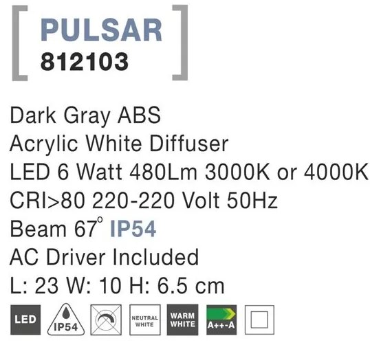 Spot LED ambiental de exterior IP54 PULSAR NVL-812103