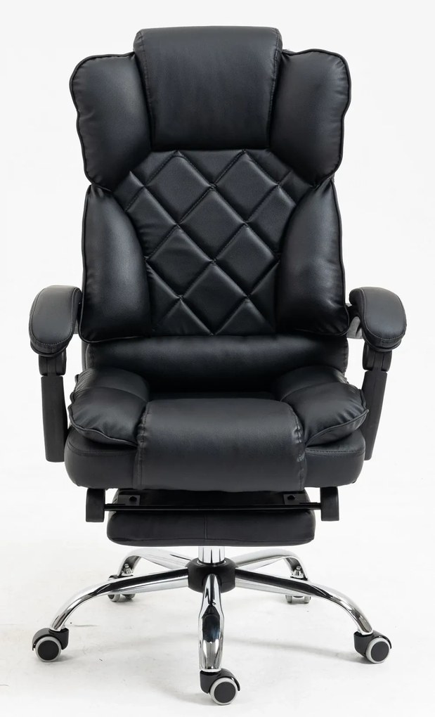 Scaun directorial, suport picioare, funcție recliner, SIB 818-2, PU, Negru