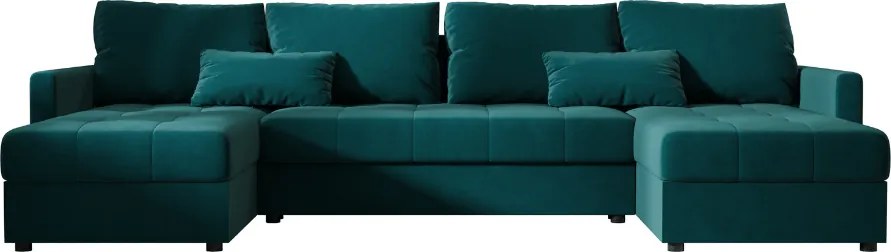 OFERTA Canapea extensibila in forma de U VENORIA 285x146 cm, petrol + 2 perne CADOU Calitatea II