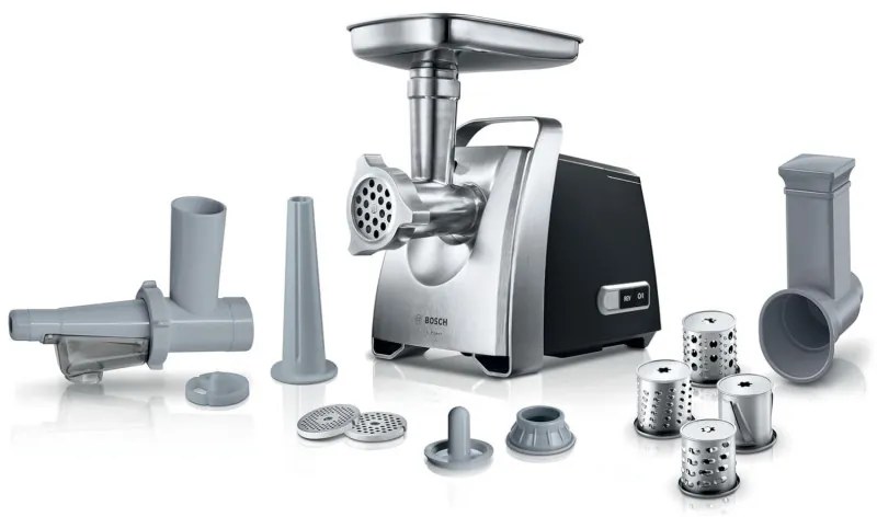 Mașină de tocat carne Bosch MFW68660, 2200W, atașament pentru roșii și cârnați, invers, 4,3 kg/min, Inox