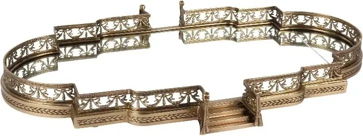 Tavă din alamă, auriu, cu fund din oglindă, bordură cu ghirlande și trepte sculptate, 8 x 71 x 50 cm, „Isaure”