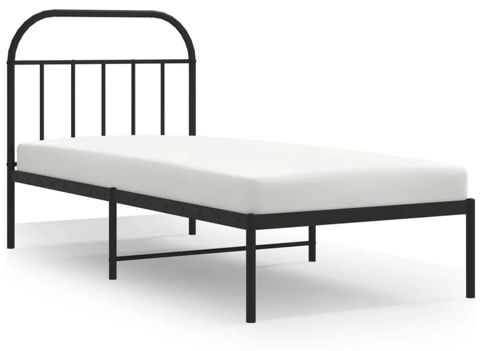 353628 vidaXL Cadru pat metalic cu tăblie, negru, 90x200 cm