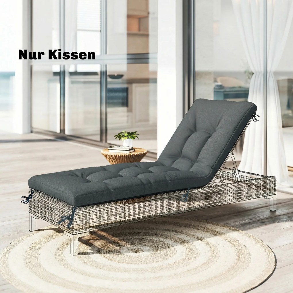 Outsunny Pernă pentru paleți detașabilă Pernă de șezut cu curele Pernă pentru paleți pentru majoritatea șezlongurilor 198x65x13cm Gri închis | Aosom Romania