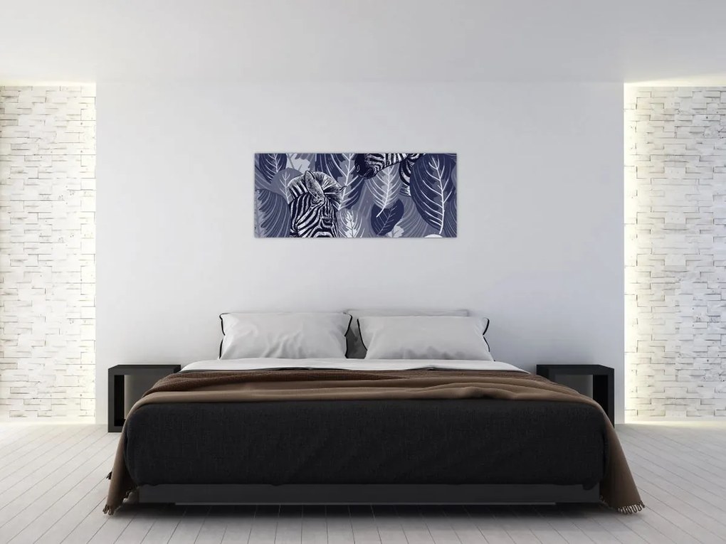 Tablou - Zebre albastre (120x50 cm)