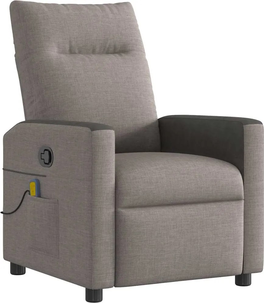 vidaXL Fotoliu de masaj rabatabil, gri taupe, material textil