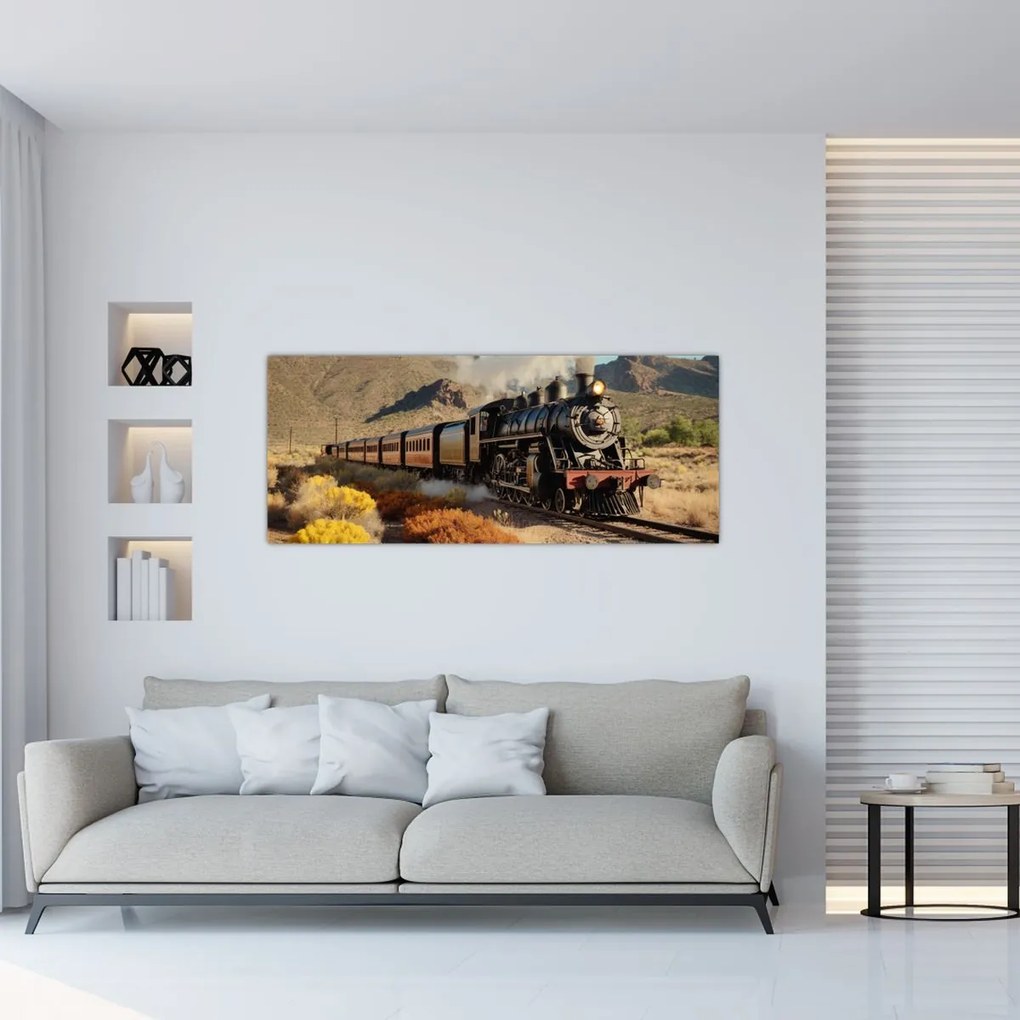 Tablou - Locomotivă cu aburi (120x50 cm)