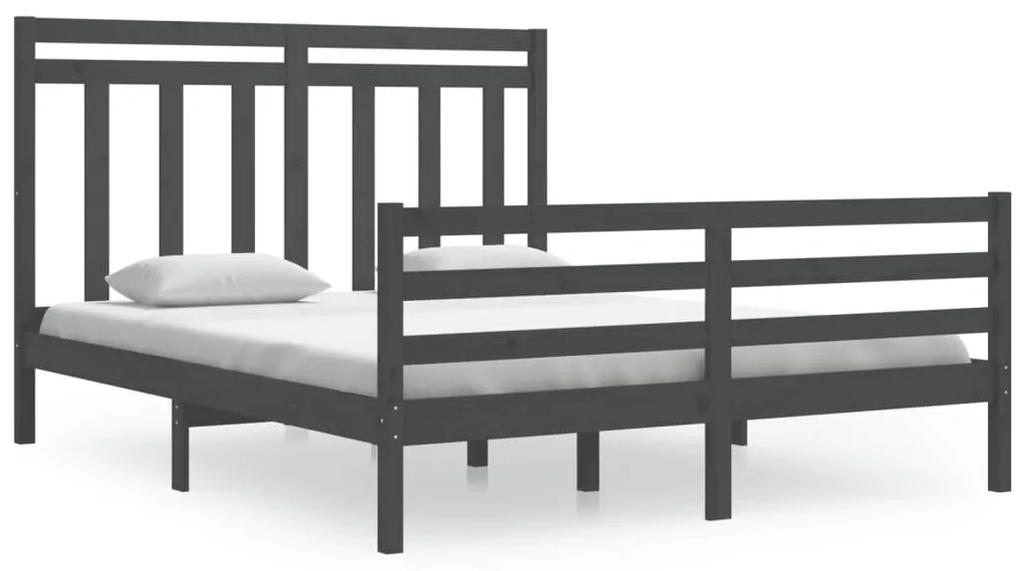 3105327 vidaXL Cadru de pat, gri, 160x200 cm, lemn masiv