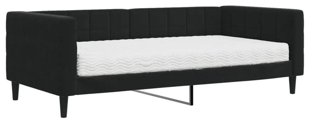3196682 vidaXL Pat de zi cu saltea, negru, 90x190 cm, catifea