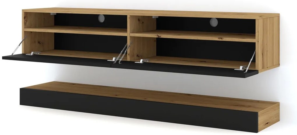 Masă TV Dual 160 (Stejar artisan + Negru). 1124831