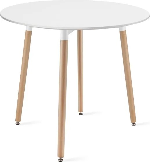 OFERTA Masă de dining rotundă albă KAMI 80x80 cm Calitatea II