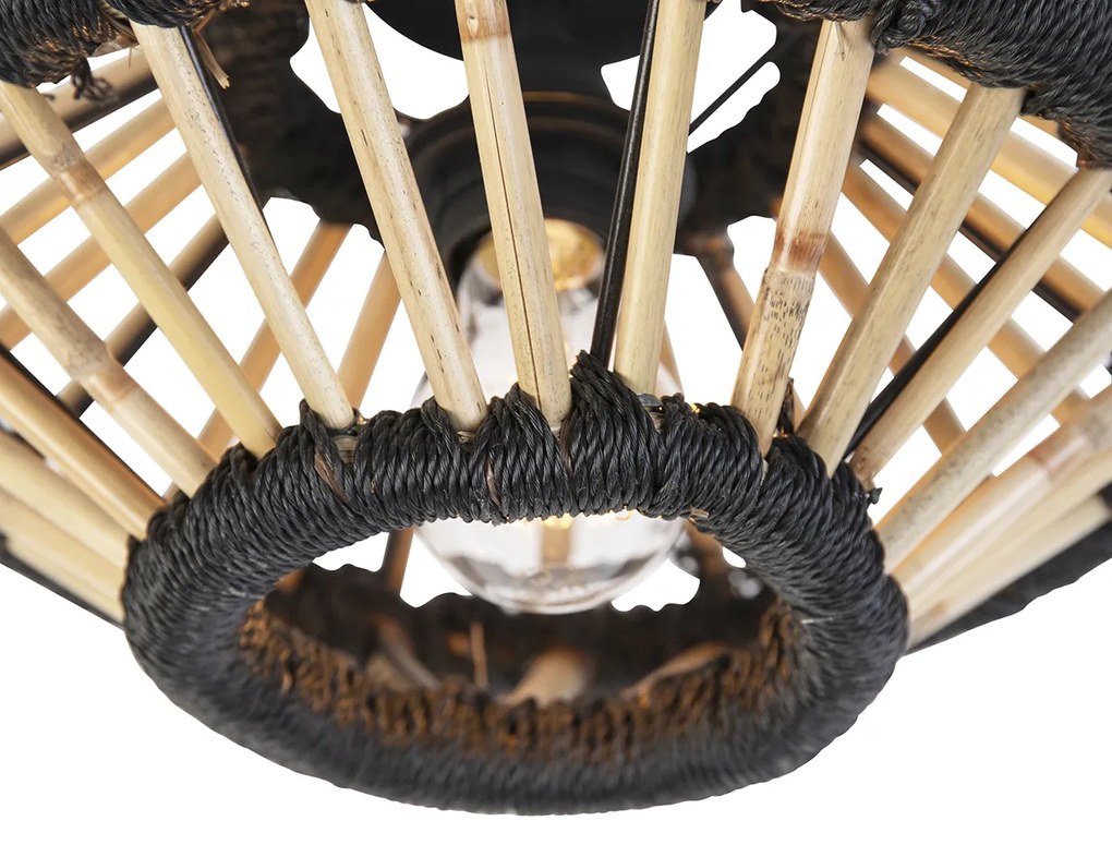 Plafoniera rustică din bambus cu negru 30 cm - Evalin