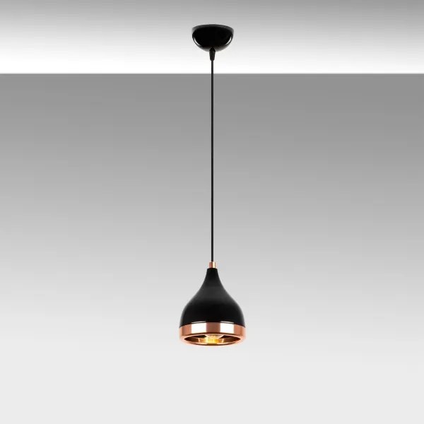 Pendul pe cablu YILDO 1xE27/40W/230V, negru/cupru