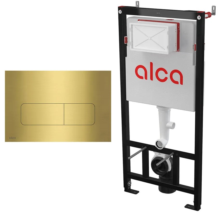 Set rezervor WC cu cadru incastrat Alca AM101/1120 si clapeta de actionare MOON-BRASS alama