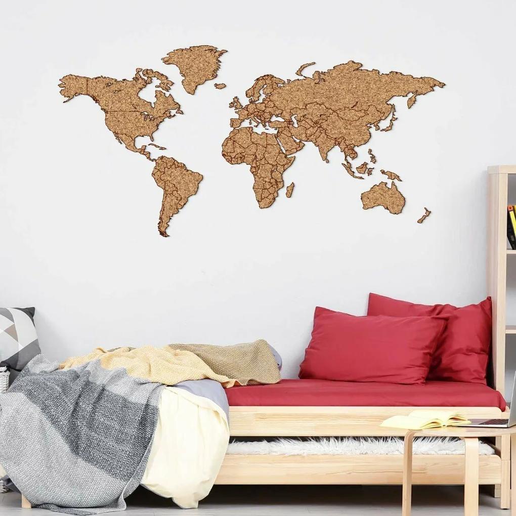 DUBLEZ | Sticker harta lumii din plută pentru perete