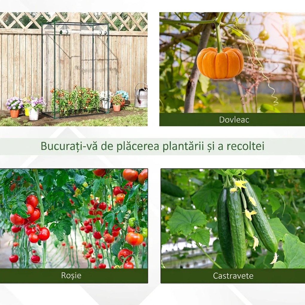 Outsunny Seră pentru Balcon cu Ușă Rulabilă, 100x50x150 cm, Transparentă | Aosom Romania