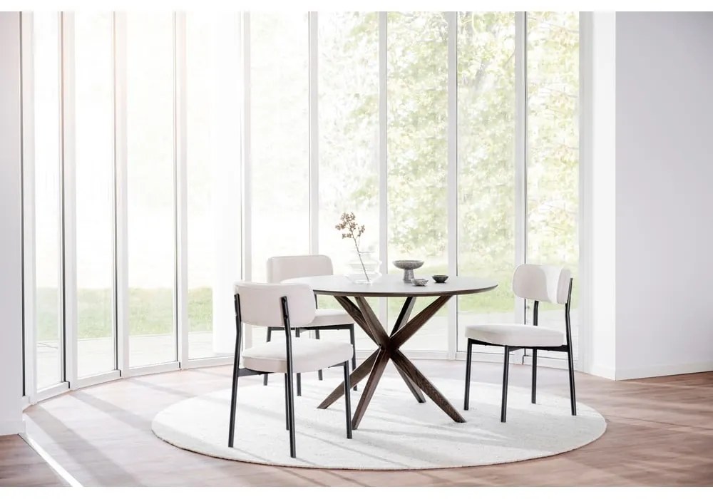 Masă de dining rotundă cu blat cu aspect de lemn de stejar 120x120 cm Calverton - Rowico