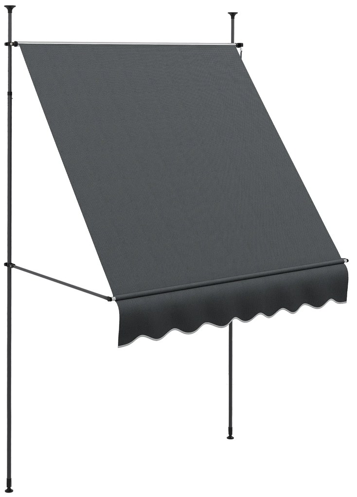 Outsunny Parasolar Manual Retractabil cu Manivela 200x120x210-300 cm cu Inaltime Ajustabila Impermeabil si Anti-UV Gri Inchis | Aosom Romania