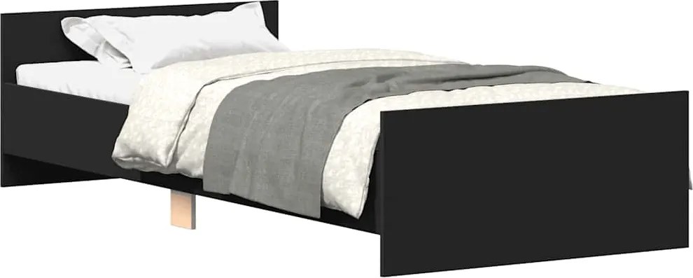 vidaXL Cadru de pat mic single, negru, 75x190 cm, lemn prelucrat