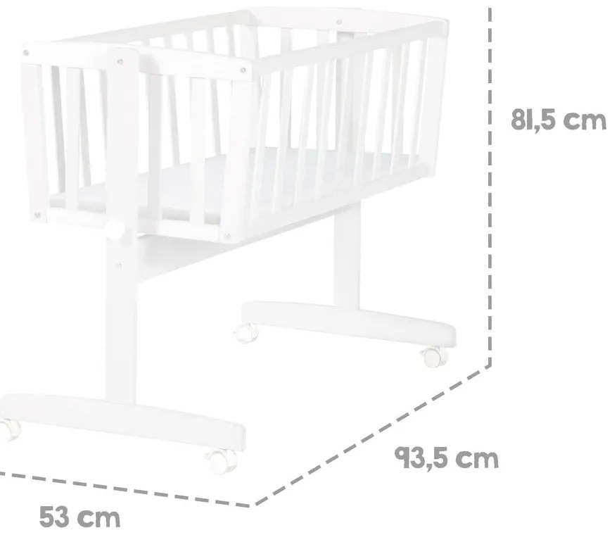 Pătuț leagăn alb cu roți 40x90 cm – Roba