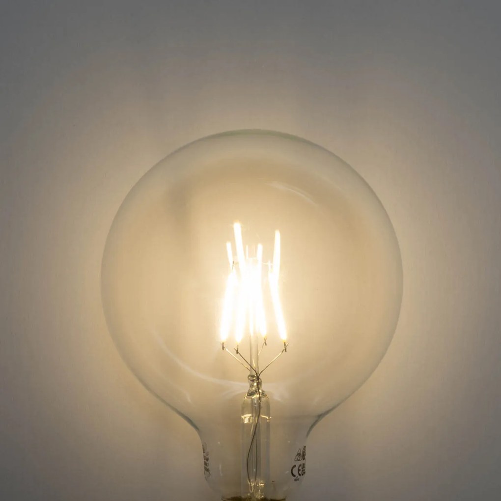 Set 5 becuri Bec LED cu filament spiralat E27 reglabil în 3 trepte G125 4W 450lm 3000K