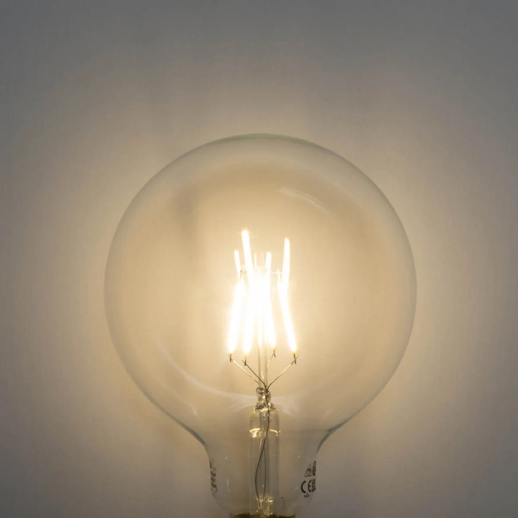 Set de 5 becuri LED E27 cu filament spiralat, estompabile în 3 trepte, G125 4W 450 lm 3000K