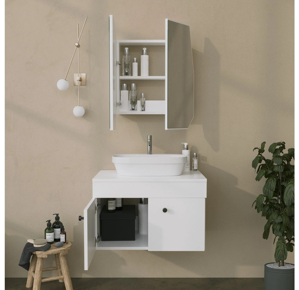 Dulap de baie Tunupi (alb) (cu oglindă). 1092754