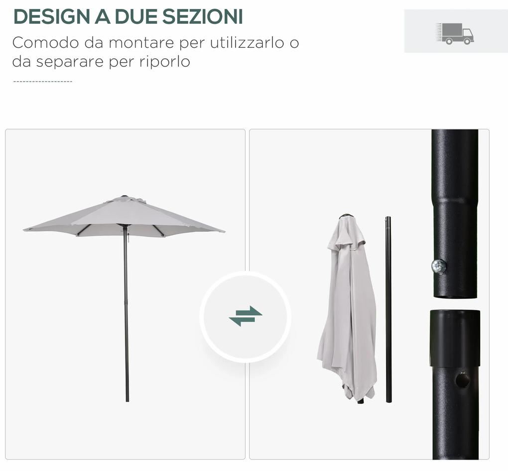 Umbrela de Gradina Outusnny cu Manivela, Aluminiu, Φ196x200cm, Gri Deschis | Aosom RO